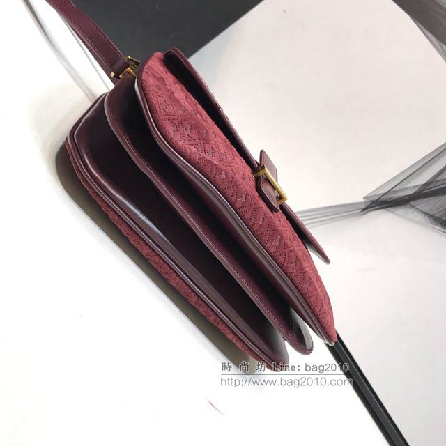 YSL爆款女士包包 聖羅蘭經典款麂皮小牛皮壓花包包 YSL肩背斜挎包 568604  jjh1059